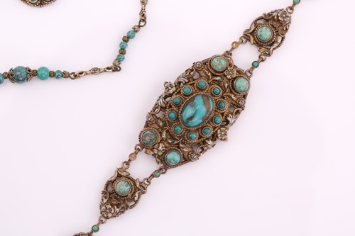 Lot 8 - A suite of turquoise necklace, bracelet and a...