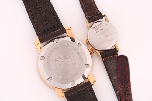 Lot 400 - A Movado wristwatch and a Longines wristwatch,...