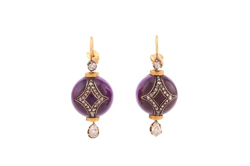 Lot 239 - A pair of Victorian amethyst and diamond...