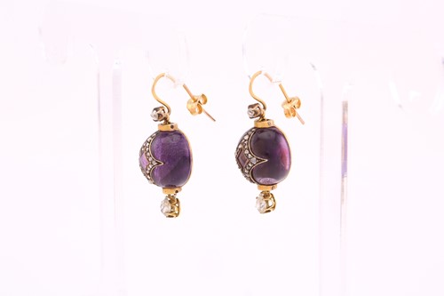 Lot 239 - A pair of Victorian amethyst and diamond...