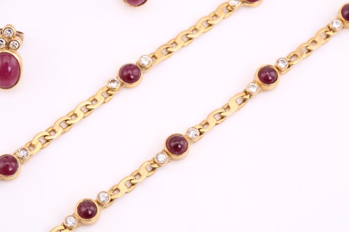 Lot 88 - A ruby and diamond necklace, bracelet and...
