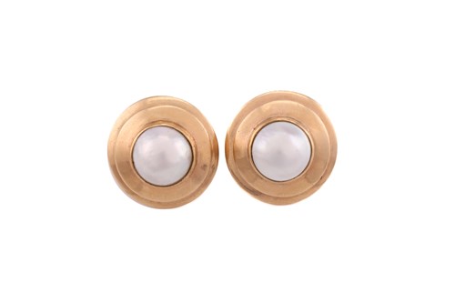 Lot 200 - A pair of pearl and 9ct gold earrings, each...