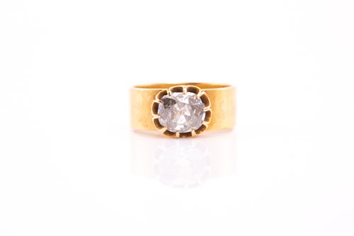 Lot 119 - A single stone diamond ring; the old oval cut...