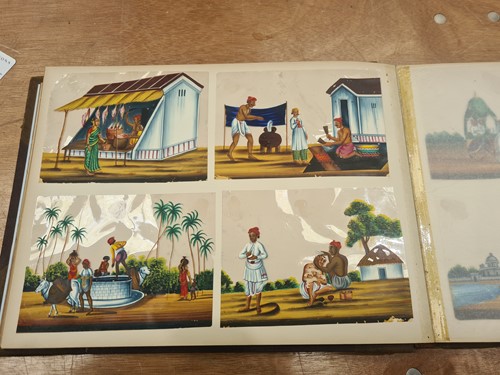 Lot 240 - An album of Indian pictures on Mica and leaves,...