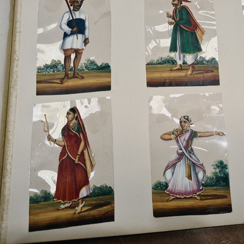 Lot 240 - An album of Indian pictures on Mica and leaves,...
