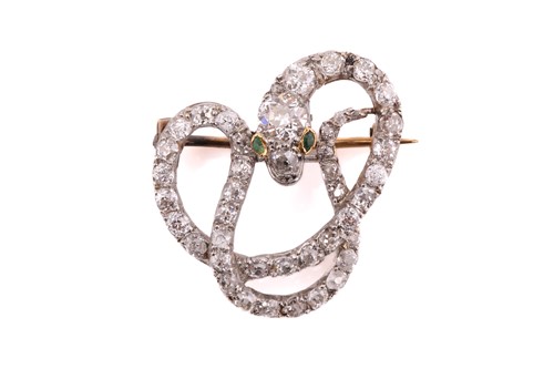 Lot 180 - A diamond serpent brooch, consisting of...