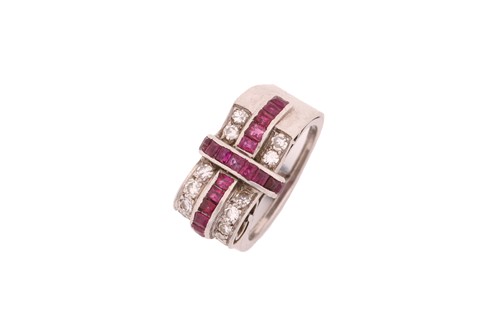 Lot 273 - An Art Deco ruby and diamond ring, consisting...