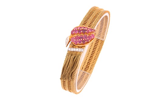 Lot 50 - A Kutchinsky ruby and diamond slide bracelet,...
