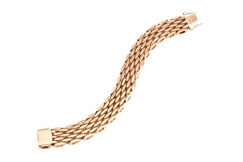 Lot 249 - A 9ct gold brick link bracelet, comprises of...