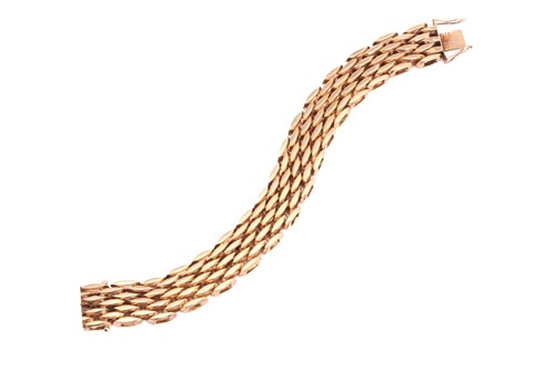 Lot 249 - A 9ct gold brick link bracelet, comprises of...