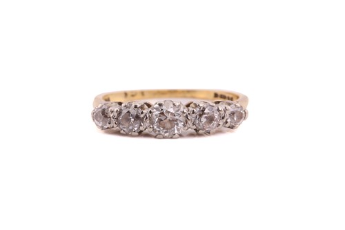 Lot 15 - A five-stone diamond ring, comprises of...