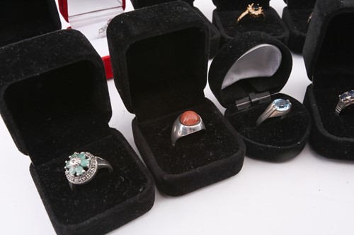 Lot 45 - Ten stone-set rings of base metal and one...