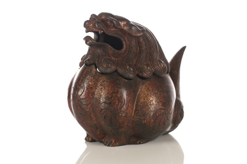 Lot 122 - A Chinese bronze censer in the form of a...