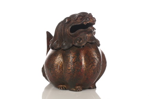 Lot 134 - A Chinese bronze censer in the form of a...
