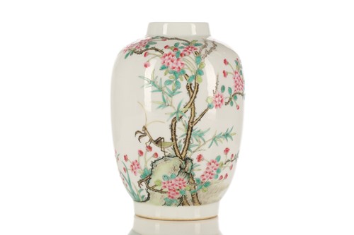 Lot 188 - A Chinese famille rose vase, finely painted...