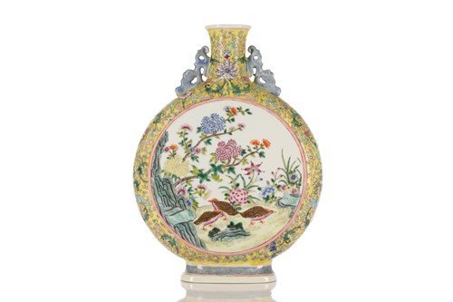 Lot 73 - A large Chinese famille rose moon flask,...