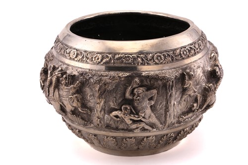 Lot 486 - An Indian large white metal commemorative bowl...