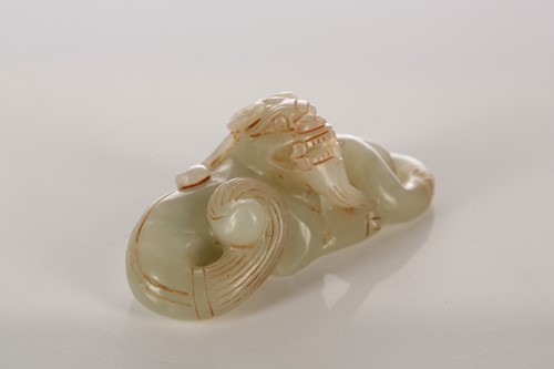 Lot 179 - A Chinese jade pixue and snake group, 8.5cm;...