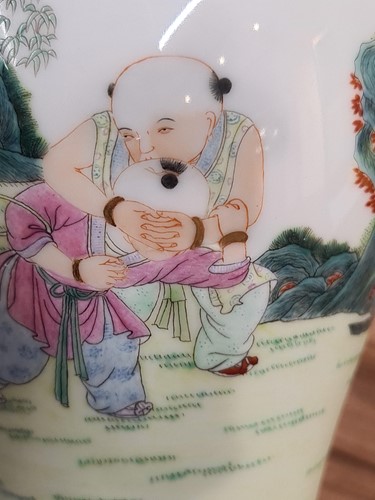 Lot 214 - A Chinese famille rose boys vase, Republic...