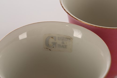 Lot 178 - A pair of Chinese peach bloom bell shape cups,...