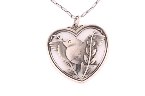 Lot 335 - Georg Jensen - a heart-shaped necklace,...
