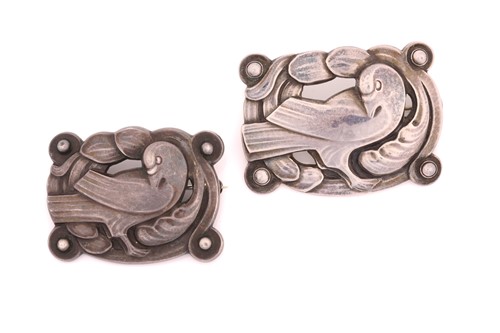 Lot 328 - Two Georg Jensen dove brooches - The first is...