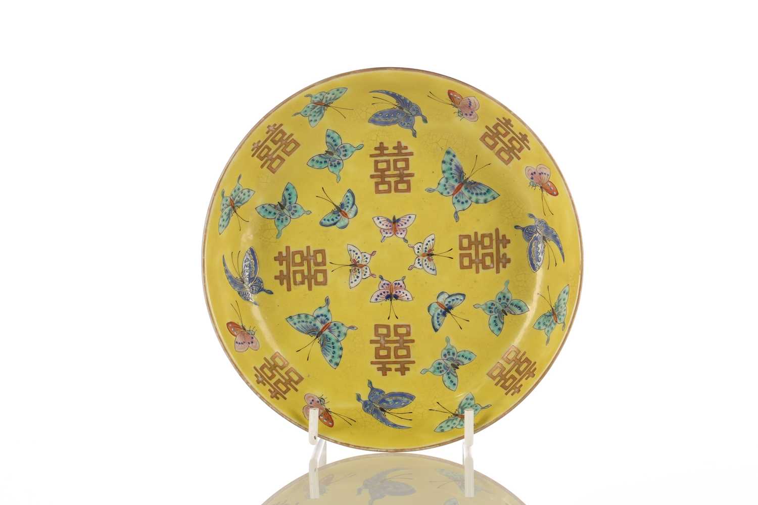 Lot 78 - A Chinese butterfly saucer dish, Tonghzhi mark...