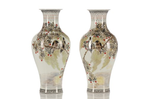 Lot 181 - A pair of Chinese porcelain vases, Peoples...