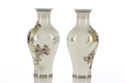 Lot 181 - A pair of Chinese porcelain vases, Peoples...
