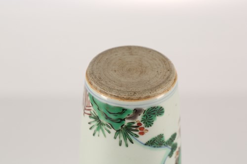 Lot 223 - A Chinese wucai xiantuiping vase, the short...