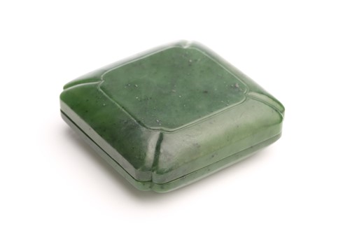Lot 173 - A Chinese spinach jade box, of square form...