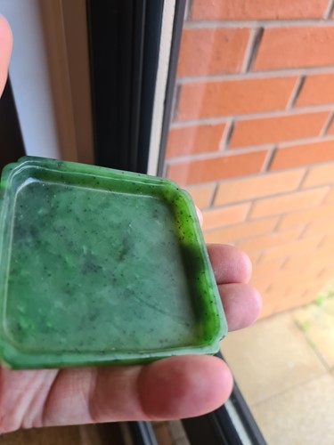 Lot 173 - A Chinese spinach jade box, of square form...