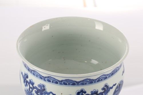 Lot 195 - A Chinese blue & white censer, painted with...