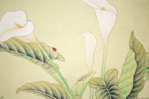 Lot 108 - After Yu Zhao, lilies and a ladybird, a...