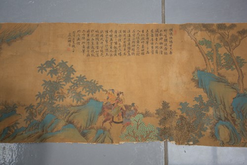 Lot 155 - A long Chinese scroll painting on silk, in the...