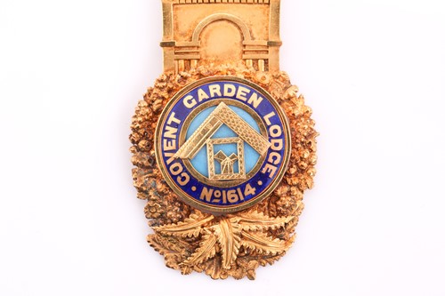 Lot 126 - An 18ct gold and enamel Masonic medal, the...