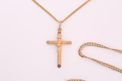 Lot 208 - A lot consists of a 9ct gold cross necklace...