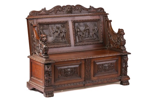 Lot 269 - A Victorian 'Jacobethan' carved oak box...