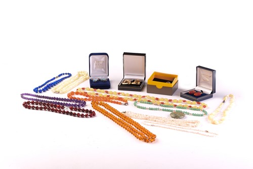 Lot 140 - A collection of mixed beaded necklaces and...