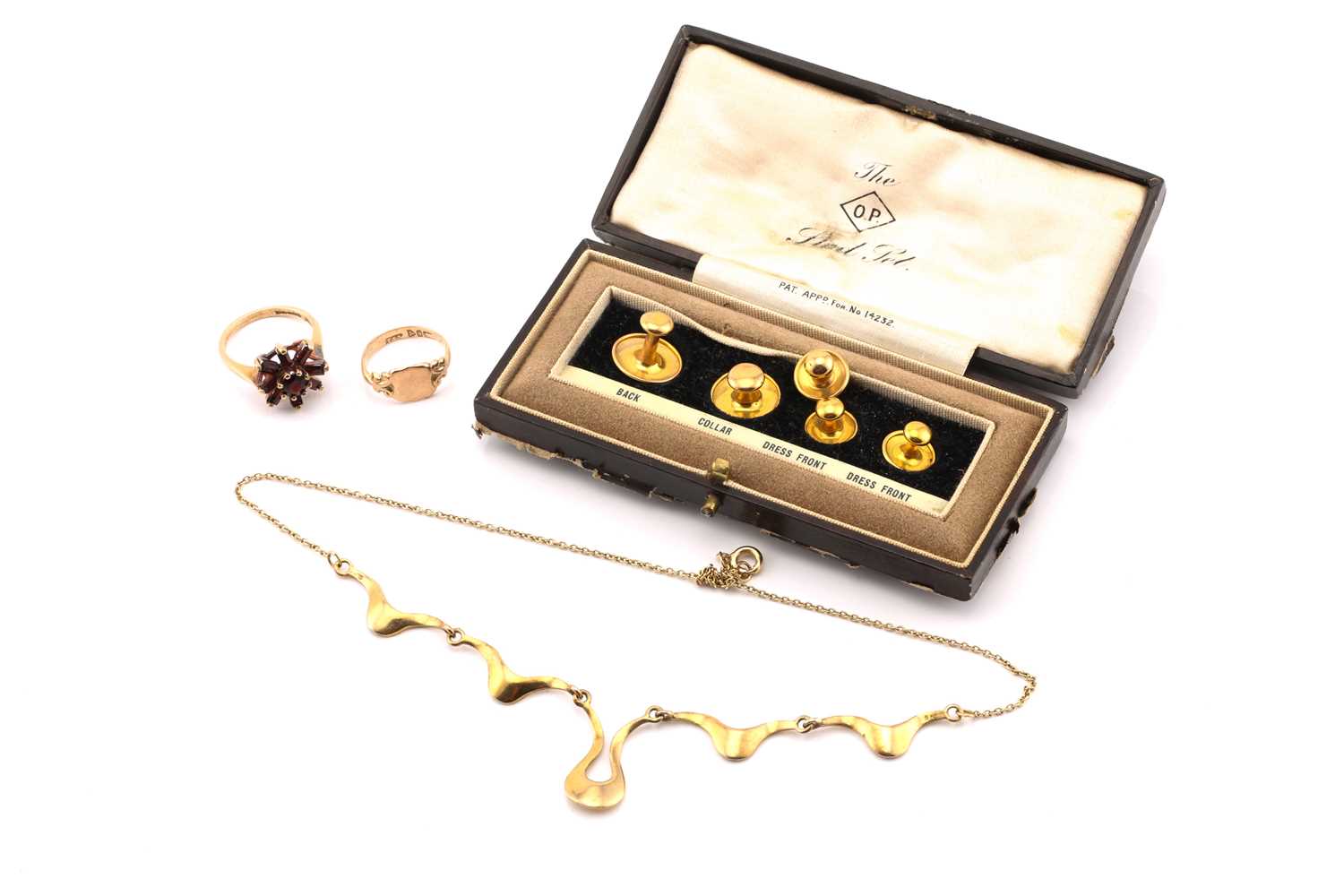 Lot 303 - A box of dress studs and a small collection of...