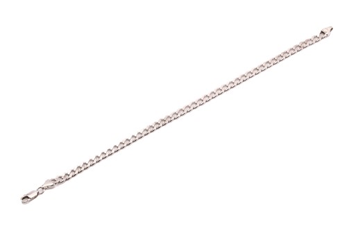 Lot 63 - A 9ct white gold curb link bracelet, fastens...