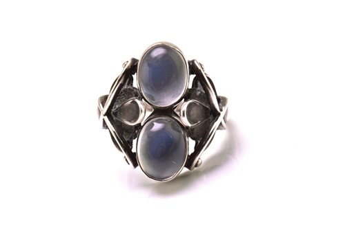 Lot 355 - Georg Jensen - A moonstone ring, comprises two...