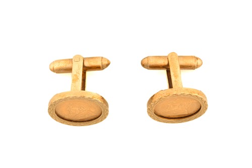 Lot 222 - A pair of Krugerrand coin cufflinks, each...