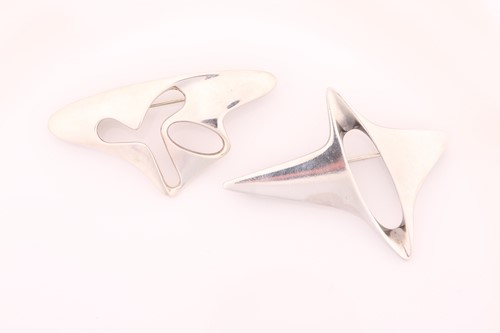 Lot 326 - Georg Jensen - two abstract brooches, to...