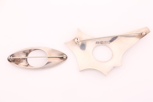 Lot 320 - Georg Jensen - two abstract brooches, to...