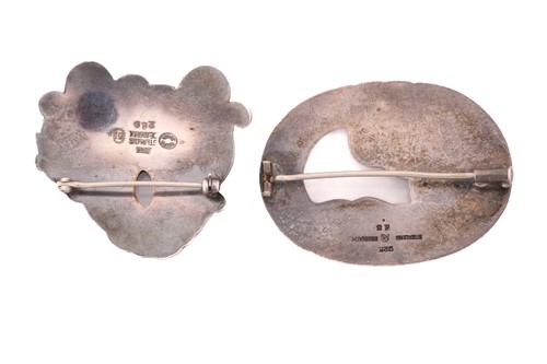 Lot 335 - Georg Jensen - Two silver brooches, to include...