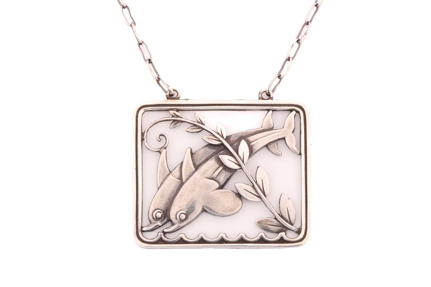 Lot 325 - Georg Jensen - A 'double dolphin' necklace,...
