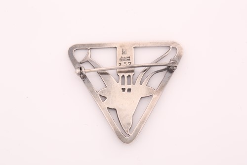 Lot 349 - Georg Jensen - a triangular openwork brooch,...