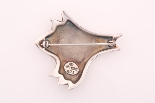 Lot 346 - Georg Jensen - an enamel brooch, with teal...