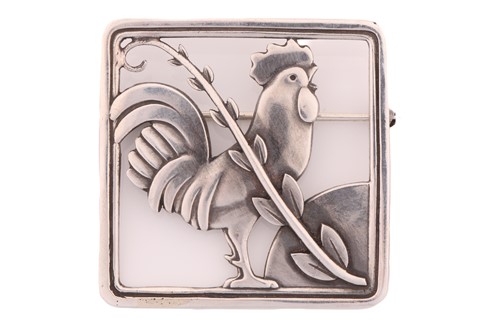 Lot 264 - Georg Jensen - A cockerel brooch, depicting a...
